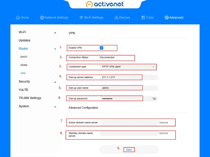 آموزش نصب VPN با پروتکل PPTP روی مودم هواوی