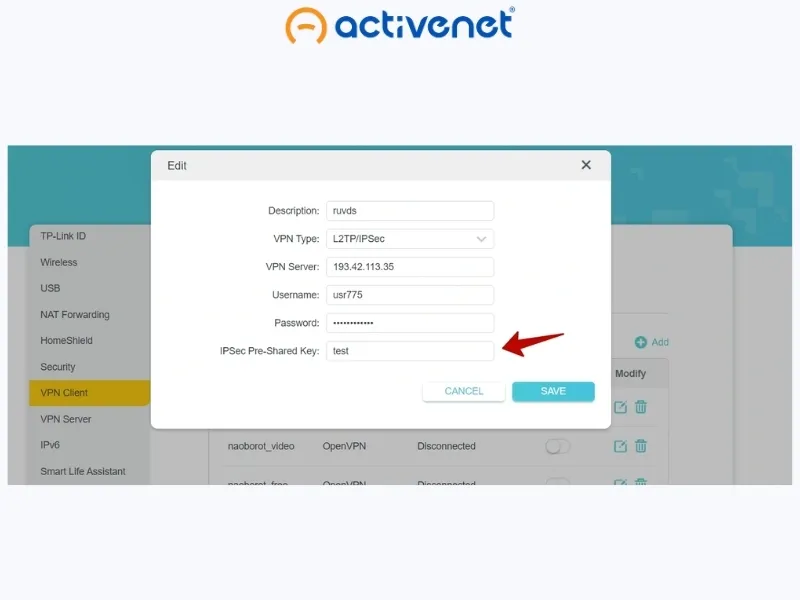 تنظیمات نصب vpn روی مودم tp-link